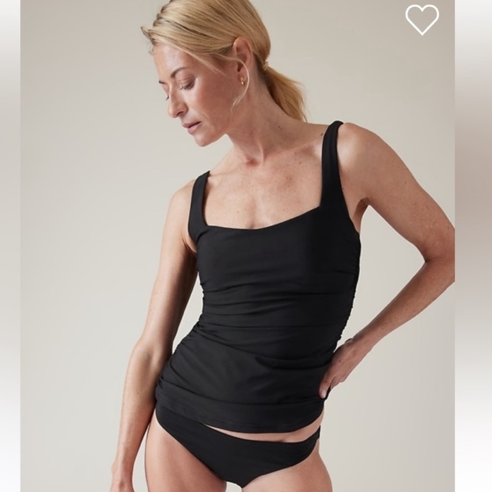 athleta black square neck bra cup tankini nwt 34b/c